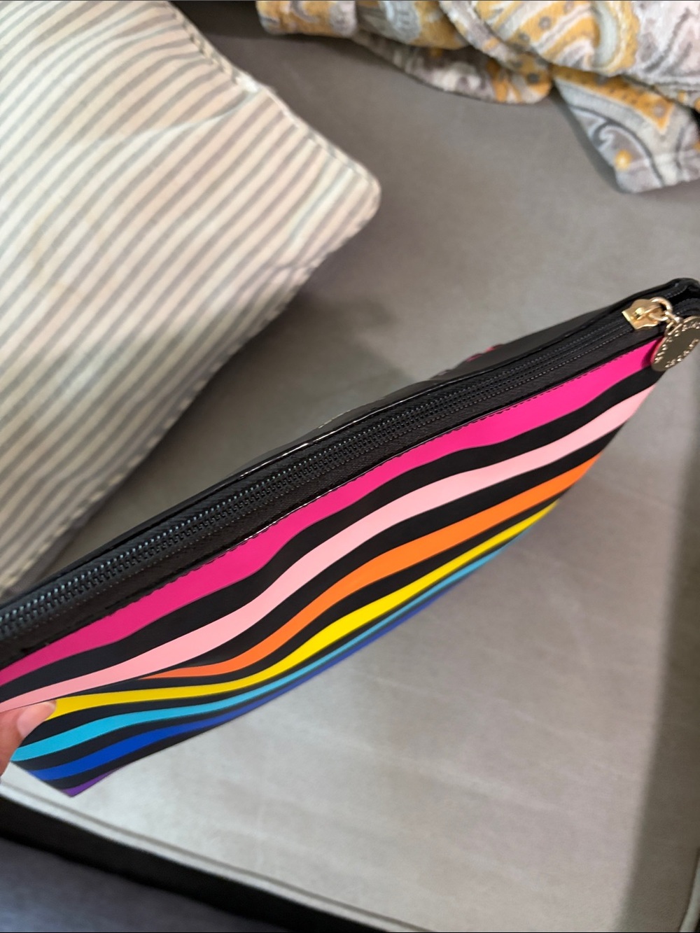 Victoria's Secret Black Cosmetic Pouch with Rainbow Lettering - Picture 4 of 10
